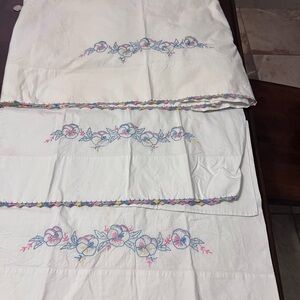 2 Embroidered Floral Home pillow cases & 1 full size Bedding Sheet - 100% cotton